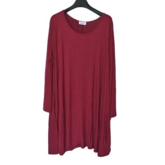 Spin USA Red Burgundy Rayon Dress 3X‎ Plus - Picture 2 of 7